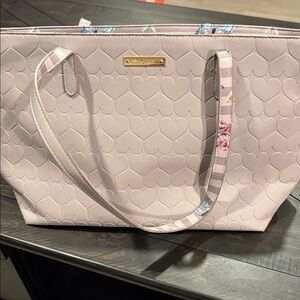 Taupe Women's Tote Bag with Heart Shaped Texture